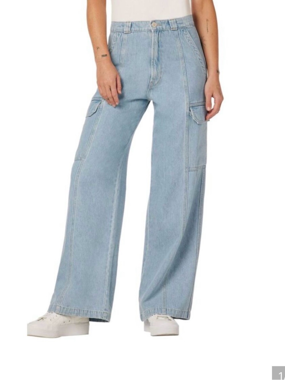 Hudson Jeans Light Blue Wide-Leg Cargo Denim